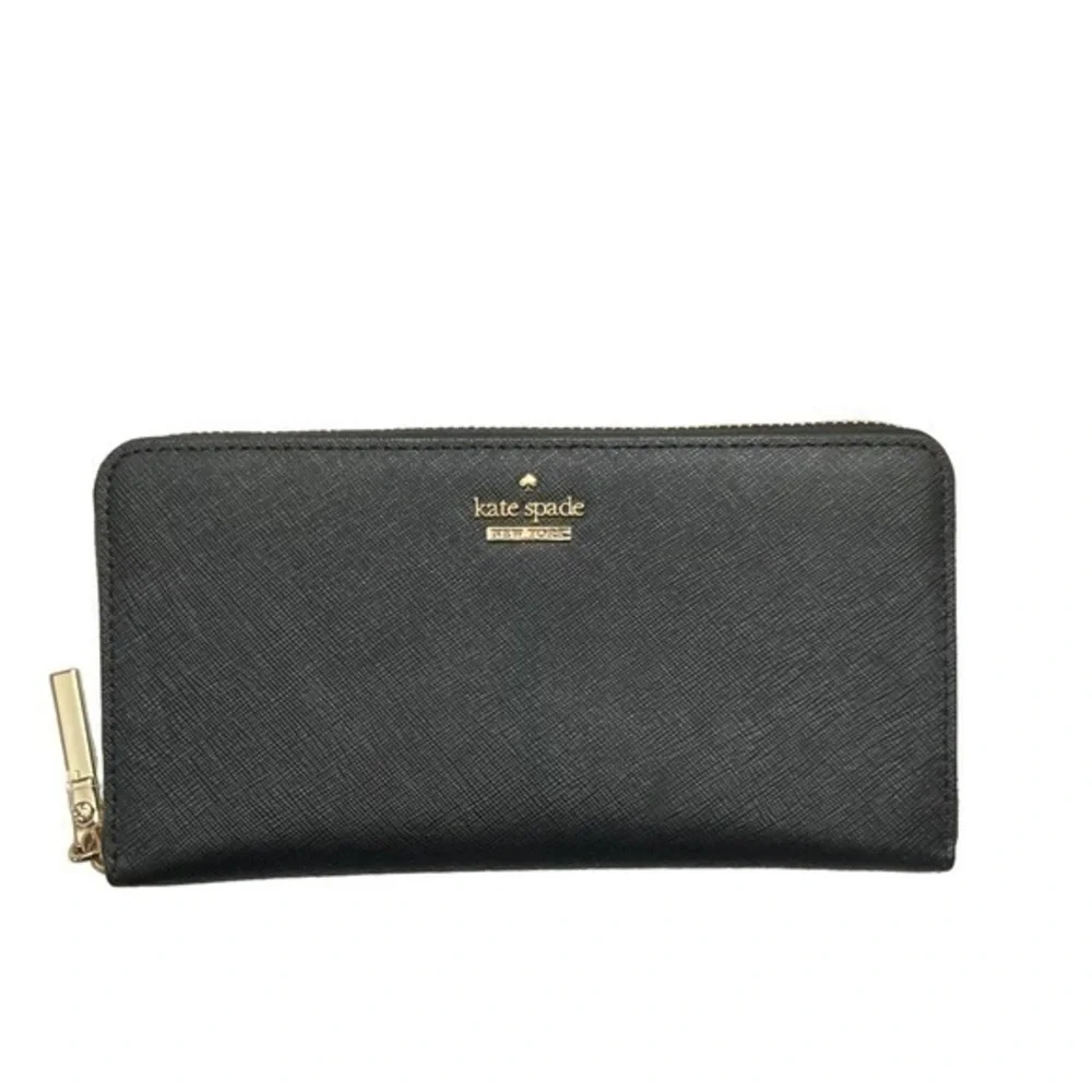 Kate spade black saffiano leather wallet zipper clutch bag